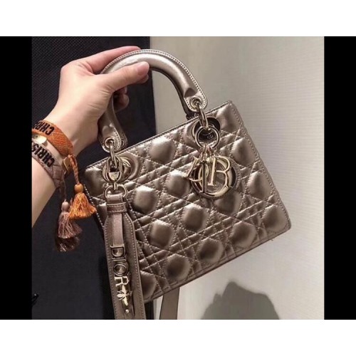 Bolso Dior Lady Dior Original Piel De Oveja CD5501 Oro