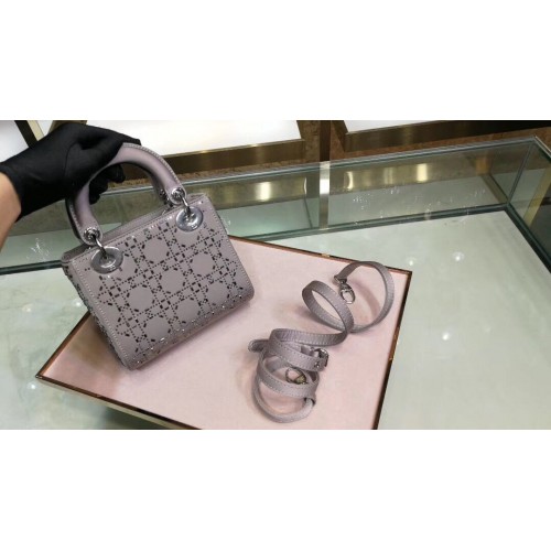 Bolso Satchel Dior Lady Original De Seda Con Incrustaciones De Satén 2369 Gris
