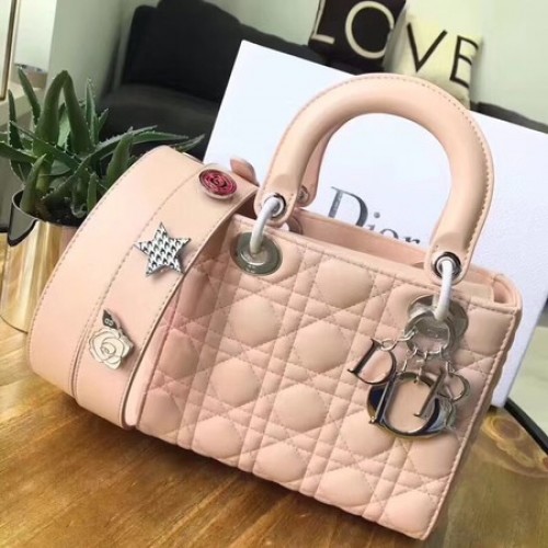 Dior Lucky Badges Bolso de piel de oveja original 88034 Rosa