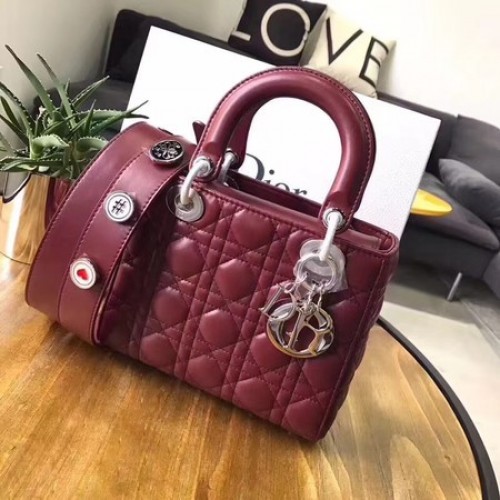 Dior Lucky Badges Bolso de piel de oveja original 88034 Rojo