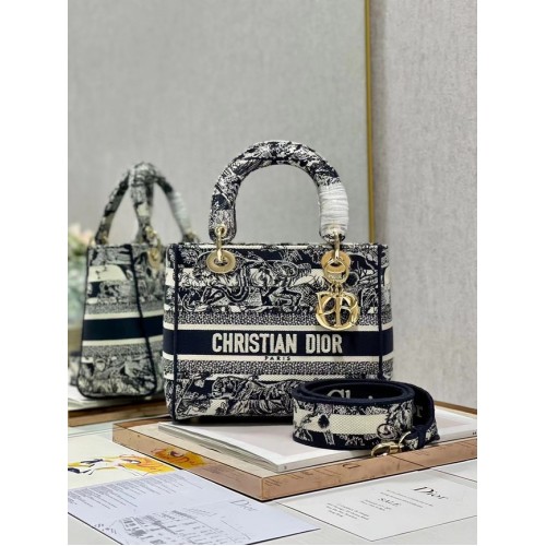 BOLSO MEDIANO LADY D-LITE Dior Bordado M0565-13