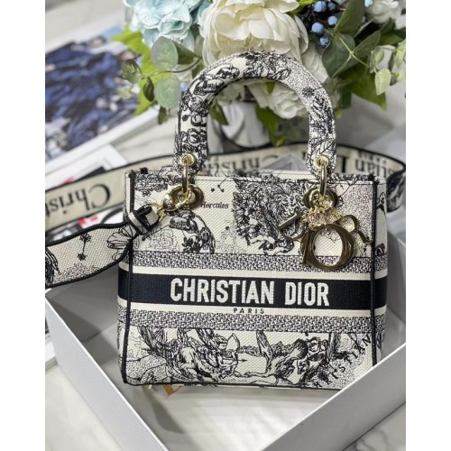 BOLSO MEDIANO LADY D-LITE Dior Bordado M0565-15