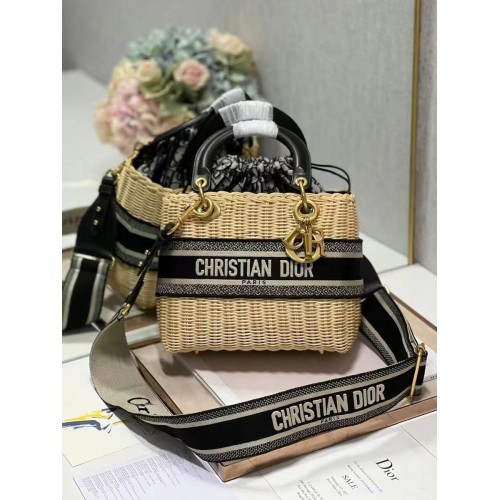 Dior MEDIUM LADY tejido BOLSO C9916 negro