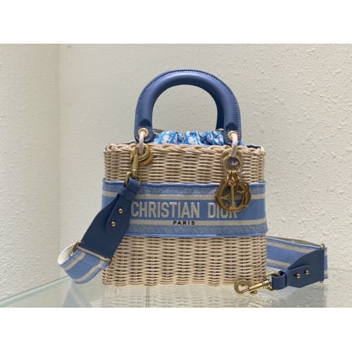 Dior MEDIUM LADY tejido BOLSO C9916 azul