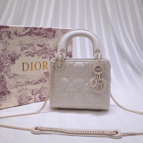 Dior BOLSO MINI LADY DIOR DE BECERRO M0505 Blanco