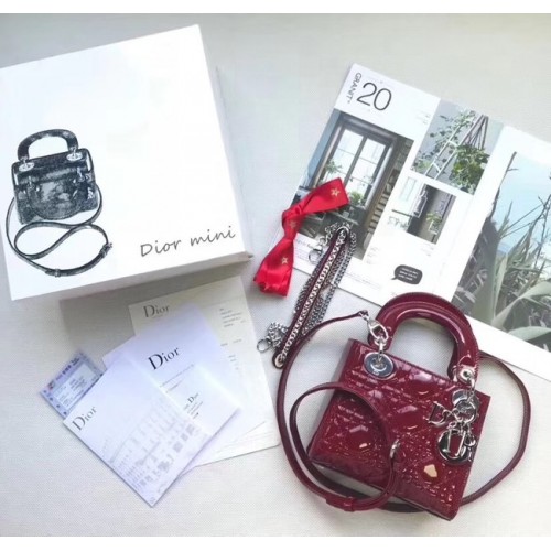 Dior BOLSO MINI LADY DIOR DE BECERRO M0505O burdeos