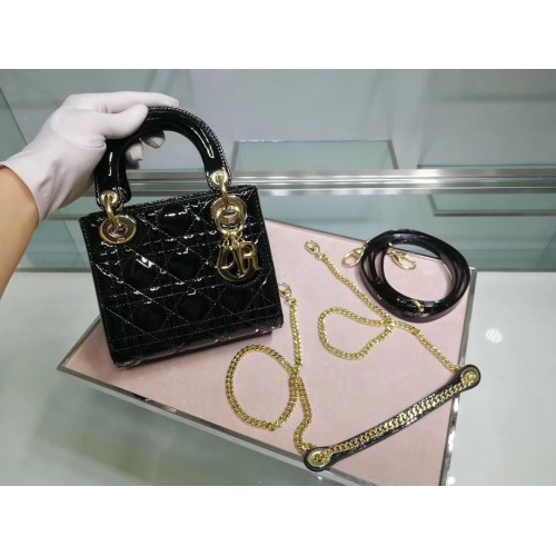 Dior MINI LADY DIOR BECERRO Negro BOLSO M0505O Oro