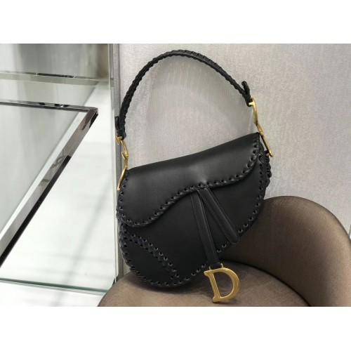MINI BOLSO SADDLE Dior DE BECERRO NEGRO M0447 negro