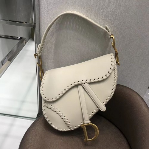 MINI BOLSO SADDLE Dior DE BECERRO NEGRO M0447 blanco