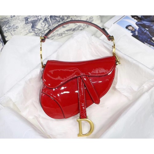 MINI BOLSO SADDLE Dior DE charol de becerro rojo M0447