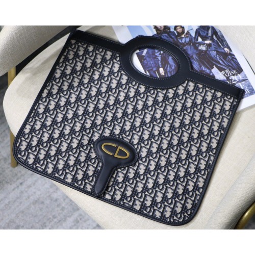 Bolso de mano Dior Oblique Canvas Handle M9009 Azul