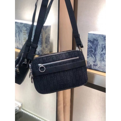 Bolso de hombro de lona Dior Oblique 5569 NEGRO
