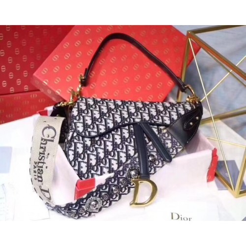 BOLSO SADDLE Dior DE LONA AZUL M0446
