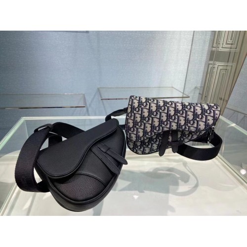 Dior SADDLE BELT POUCH Piel de becerro graneada negra C2109