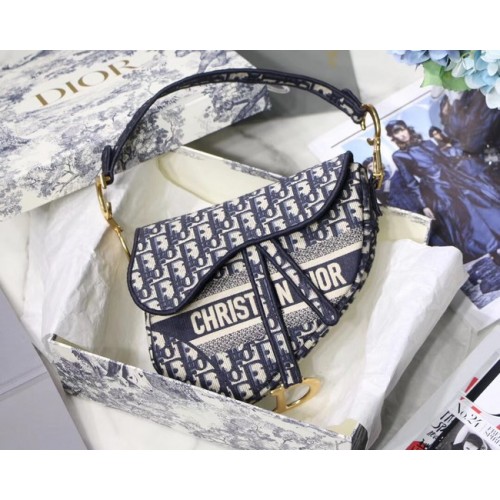 Dior SADDLE DENIM CANVAS BAG M928 azul denim