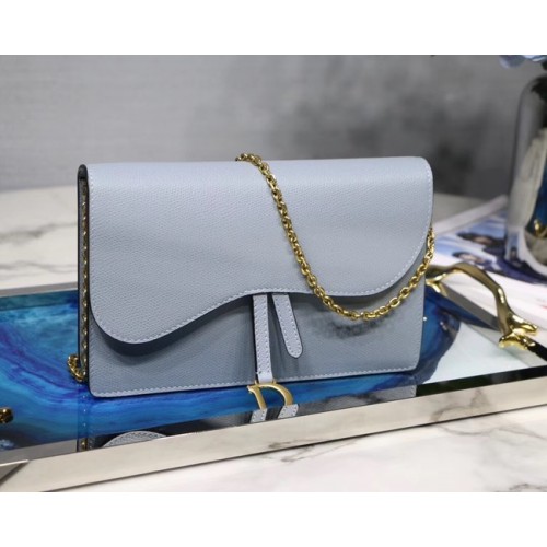 Dior SADDLE DIOR OBLIQUE Chain Clutch bag S5614 azul claro