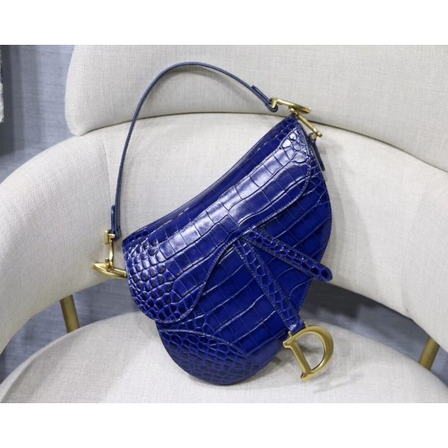 Dior BOLSO SADDLE DE BECERRO SUAVE C9045 azul