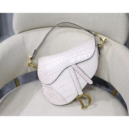 Dior BOLSO SADDLE DE BECERRO SUAVE C9045 blanco