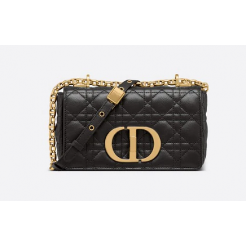 Dior BOLSO PEQUEÑO DIOR CARO Piel de becerro Cannage suave negra M9241
