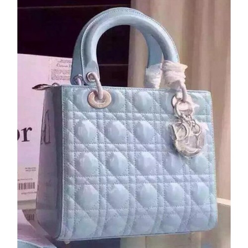 Bolso Dior Small Lady Dior Charol CD5502 Azul claro