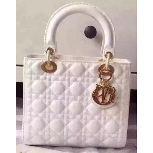 Bolso Dior Small Lady Dior Charol CD5502 Blanco