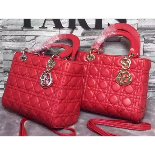 Dior Small Lady Dior Bag Piel de oveja CD6322 Rojo