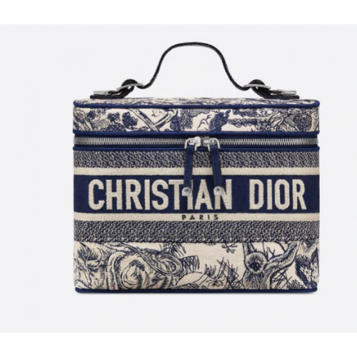 Dior Toile de Jouy Bordado DIORTRAVEL VANITY CASE S5480V Azul