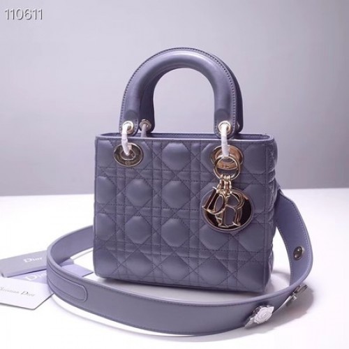 Insignias de la suerte de Dior Bolso tote de piel de oveja original A88035 gris oscuro