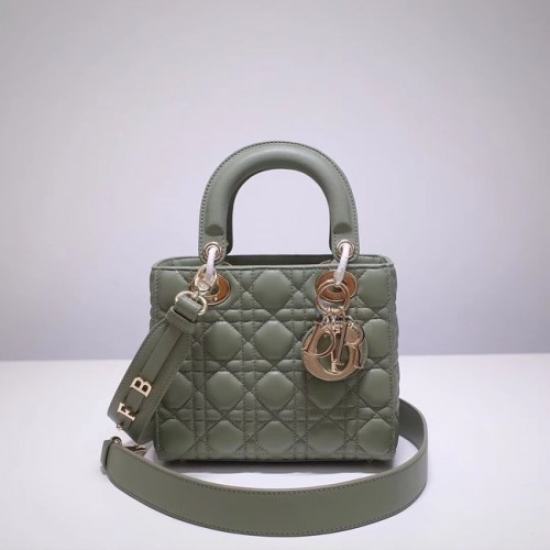 Insignias de la suerte de Dior Bolso de mano de piel de oveja original A88035 verde