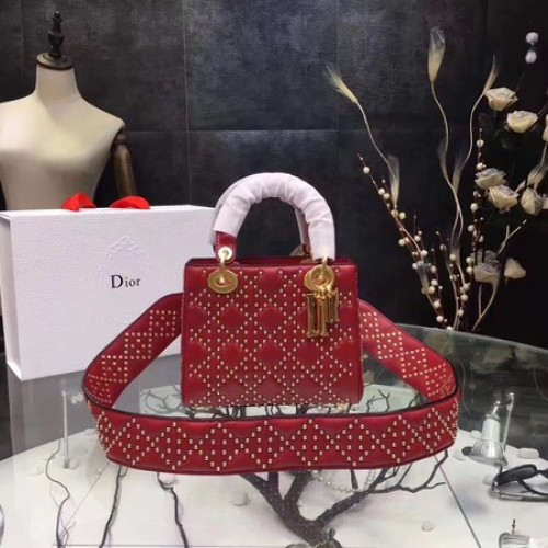 Dior mini Bolso Lady Dior Original Piel de Oveja CD3891 Rojo