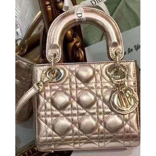 Dior mini Bolso Lady Dior Original Piel de Oveja CD5500 Oro