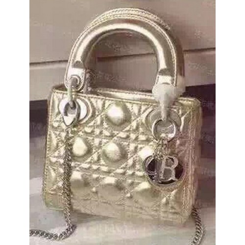 Bolso Dior mini Lady Dior Piel de cordero CD5500 Oro
