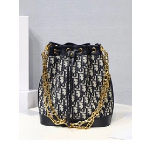 Bolso bombonera de lona original Dior M0532 negro