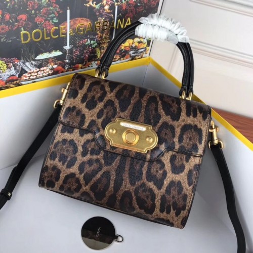 Dolce Gabbana Bolso De Asa Superior De Piel De Leopardo DG8588 Marrón