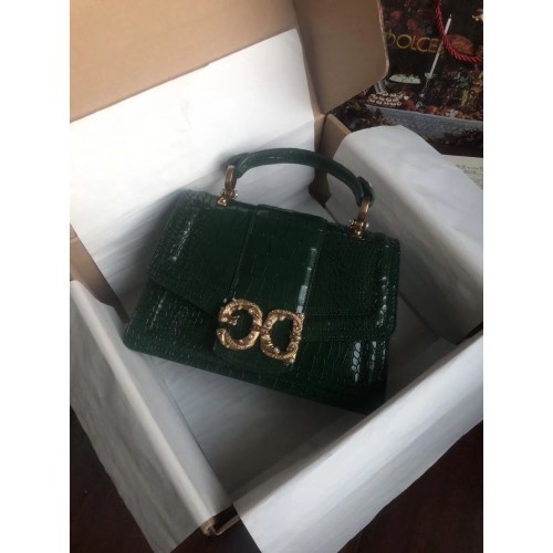 Dolce Gabbana Bolso Origianl Piel Cocodrilo 4916E Verde negruzco