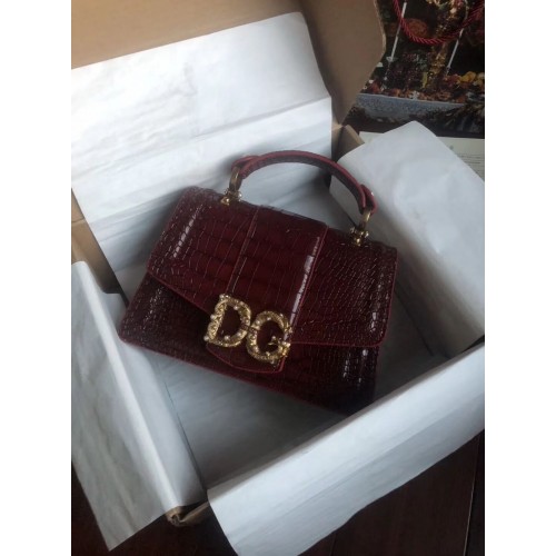 Dolce Gabbana Bolso Origianl Piel Cocodrilo 4916E Burdeos