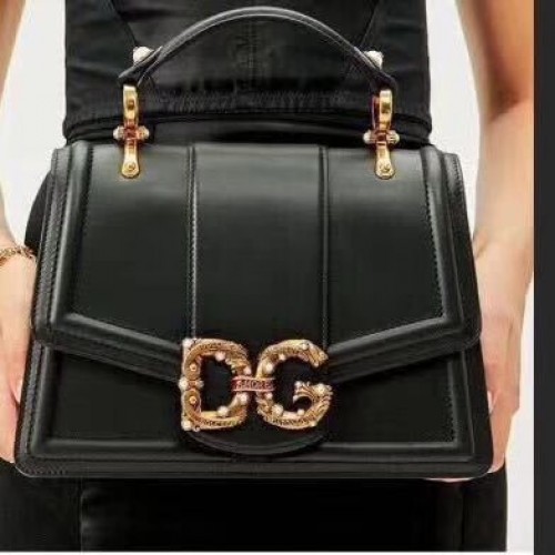 Dolce Gabbana Original Bolso De Cuero 4917 Negro&Verde