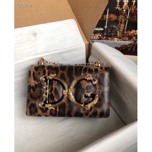 Dolce Gabbana Original Bandolera De Piel Con Estampado De Leopardo 4006-1 marrón