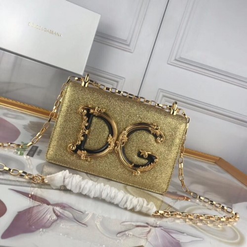Bolso Bandolera Dolce Gabbana Original De Piel BB6315 Dorado