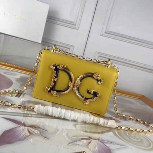 Bolso Bandolera Dolce Gabbana Original De Piel BB6315 Amarillo