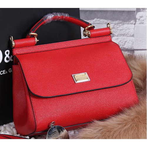 Dolce Gabbana SICILY Bolso tote de piel de becerro BB4136 Rojo