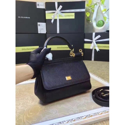 Dolce Gabbana SICILY Bolso tote de piel de becerro BB4137 Negro