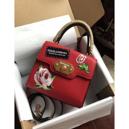 Dolce Gabbana SICILY Bolsos tote de piel de becerro de crisantemo 5588-2 rojo