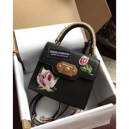 Dolce Gabbana SICILY Bolsos tote de piel de becerro de crisantemo 5588-2black