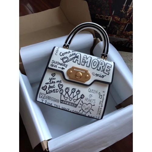 Dolce Gabbana SICILY Bolsos tote de piel de becerro de crisantemo 5588 blanco