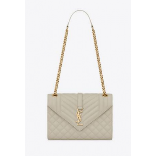 BOLSO MEDIANO SOBRE SAINT LAURENT DE MIX MATELASSe PIEL GRABADA DE POUDRE 600185 BLANC VINTAGE&GOLD