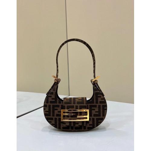 FENDI FF Bolso de hombro de tela FF10592 marrón