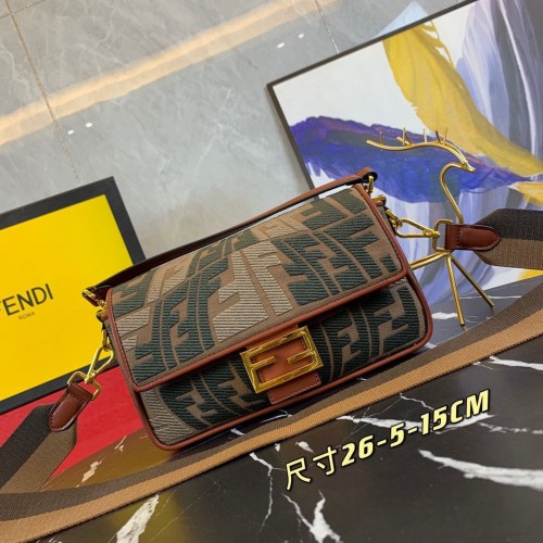 FENDI BAGUETTE Bolso de lona F000159 Marrón