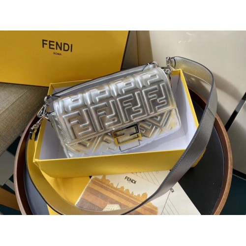 FENDI BAGUETTE Bandolera grande 8BR771A Plata