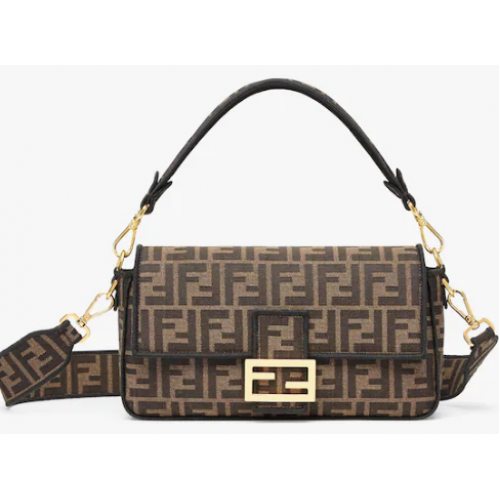 FENDI Baguette Bolso de tela marrón 8BR600